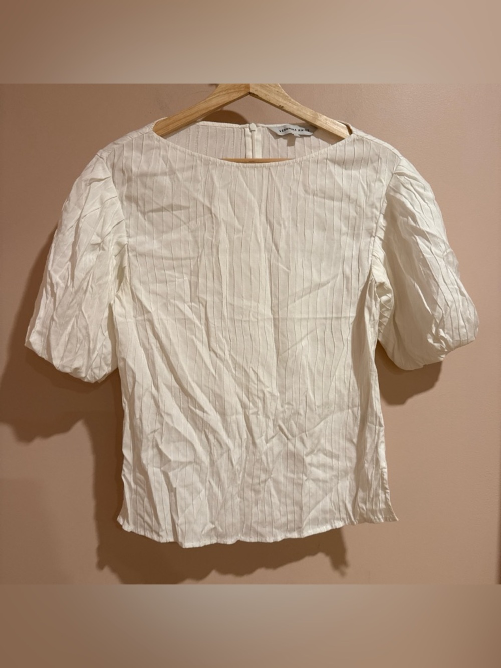 Veronika Maine Pinstriped Puff Sleeve Blouse